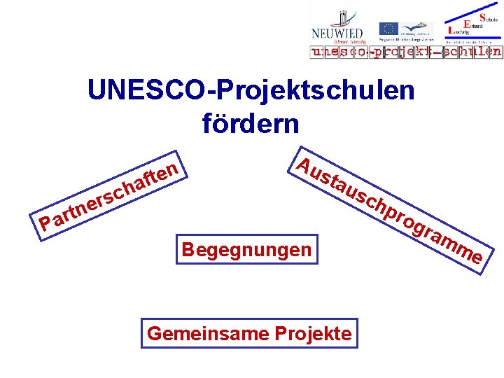 UNESCO-Projektschulen fördern ften a h c ers Au n t r Pa sta us