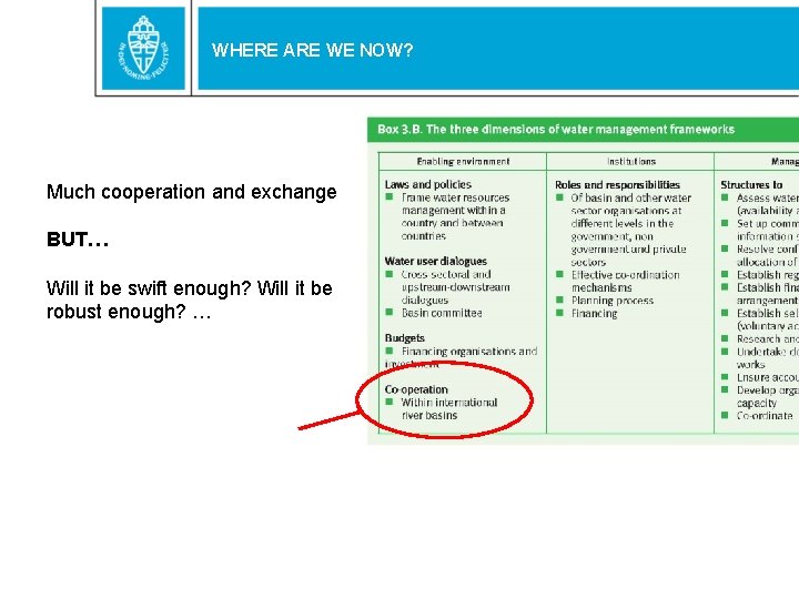 WHERE ARE WE NOW? Much cooperation and exchange BUT… Will it be swift enough?