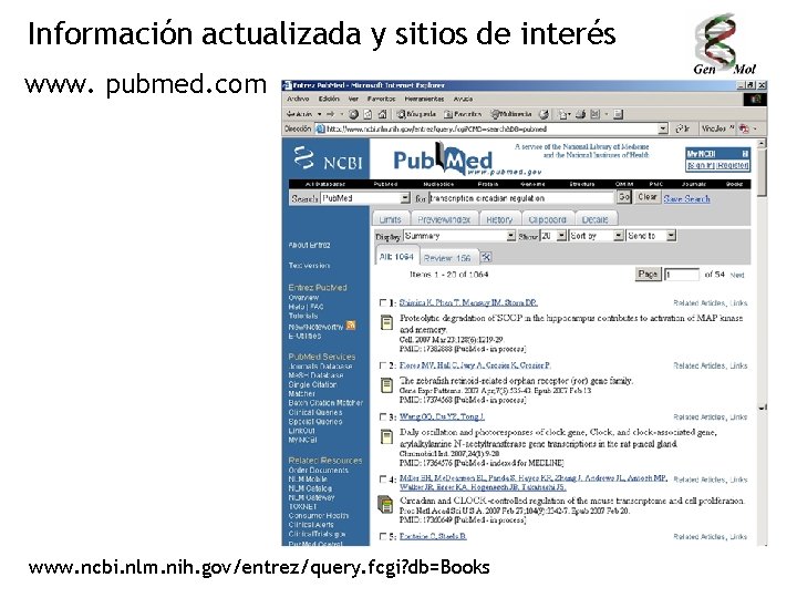 Información actualizada y sitios de interés www. pubmed. com www. ncbi. nlm. nih. gov/entrez/query.