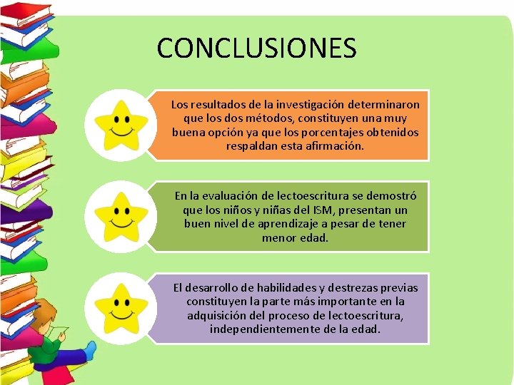 CONCLUSIONES Los resultados de la investigación determinaron que los dos métodos, constituyen una muy