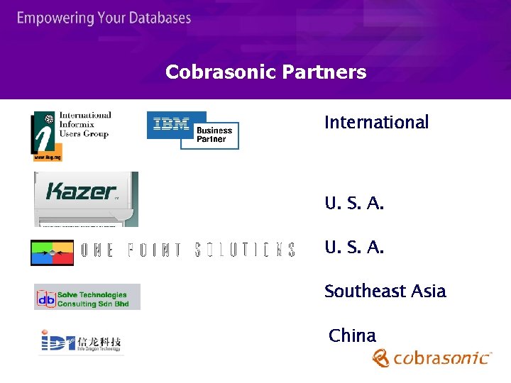 Cobrasonic Partners International U. S. A. Southeast Asia China 