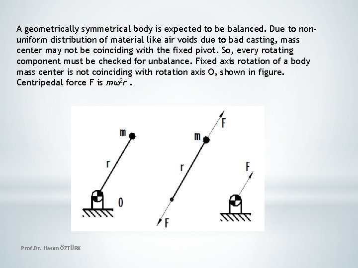 A geometrically symmetrical body is expected to be balanced. Due to nonuniform distribution of