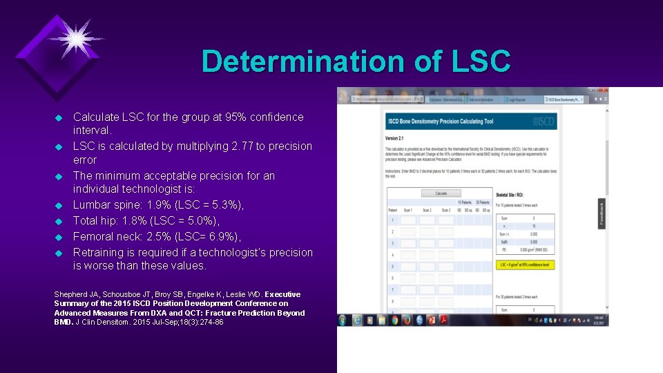 Determination of LSC u u u u Calculate LSC for the group at 95%