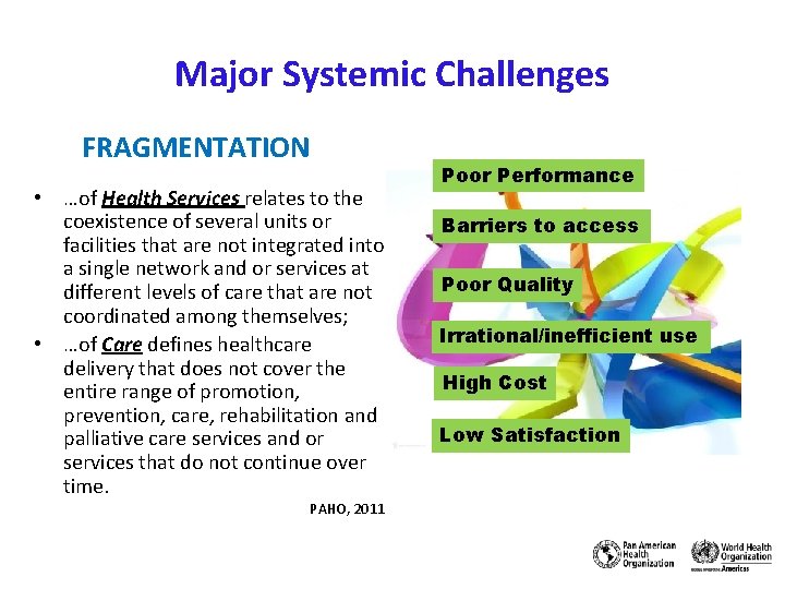 Major Systemic Challenges FRAGMENTATION • …of Health Services relates to the coexistence of several Major Systemic Challenges FRAGMENTATION • …of Health Services relates to the coexistence of several
