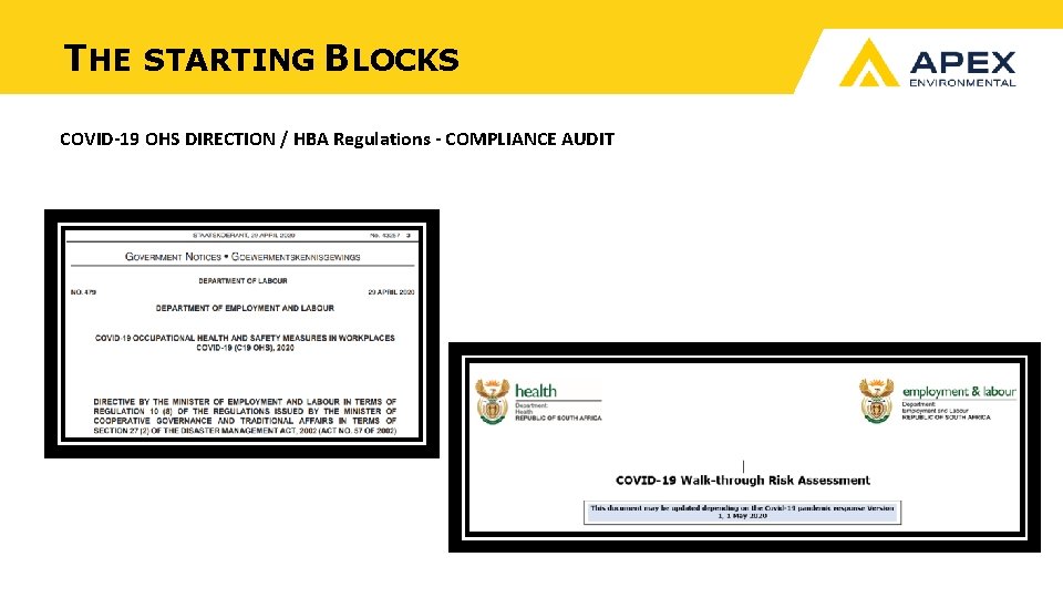 THE STARTING BLOCKS COVID-19 OHS DIRECTION / HBA Regulations - COMPLIANCE AUDIT 