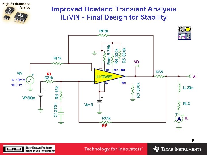 Improved Howland Transient Analysis IL/VIN - Final Design for Stability RI RF 17 