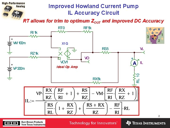 Improved Howland Current Pump IL Accuracy Circuit RT allows for trim to optimum ZOUT