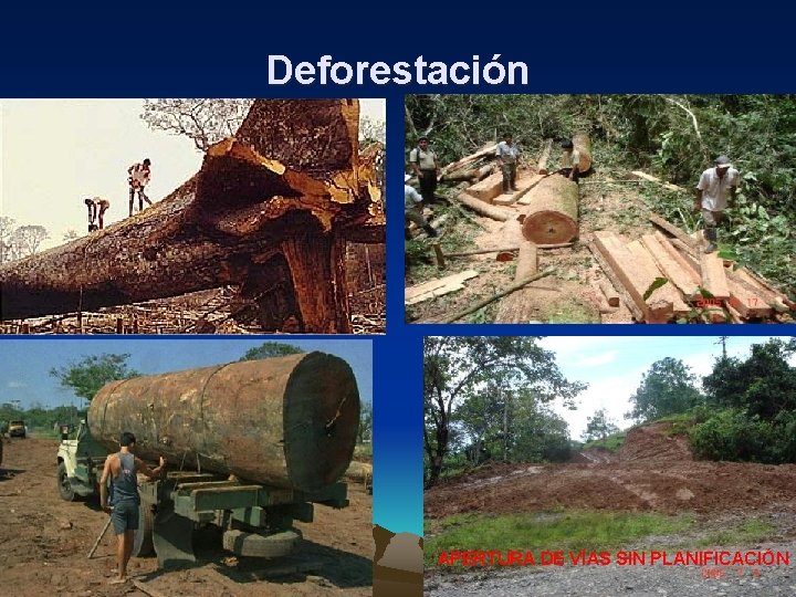 Deforestación APERTURA DE VÍAS SIN PLANIFICACIÓN 