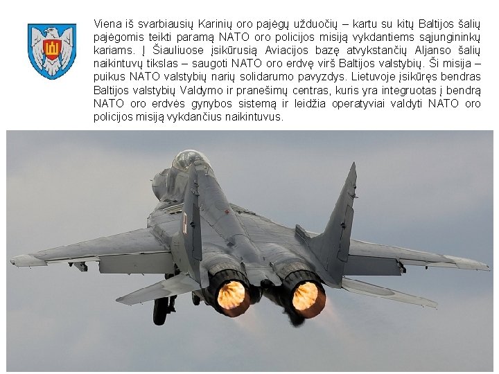 Viena iš svarbiausių Karinių oro pajėgų užduočių – kartu su kitų Baltijos šalių pajėgomis