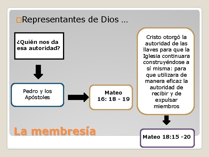 �Representantes de Dios … ¿Quién nos da esa autoridad? Pedro y los Apóstoles La