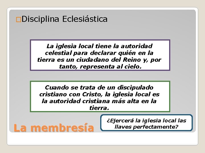 �Disciplina Eclesiástica La iglesia local tiene la autoridad celestial para declarar quién en la �Disciplina Eclesiástica La iglesia local tiene la autoridad celestial para declarar quién en la