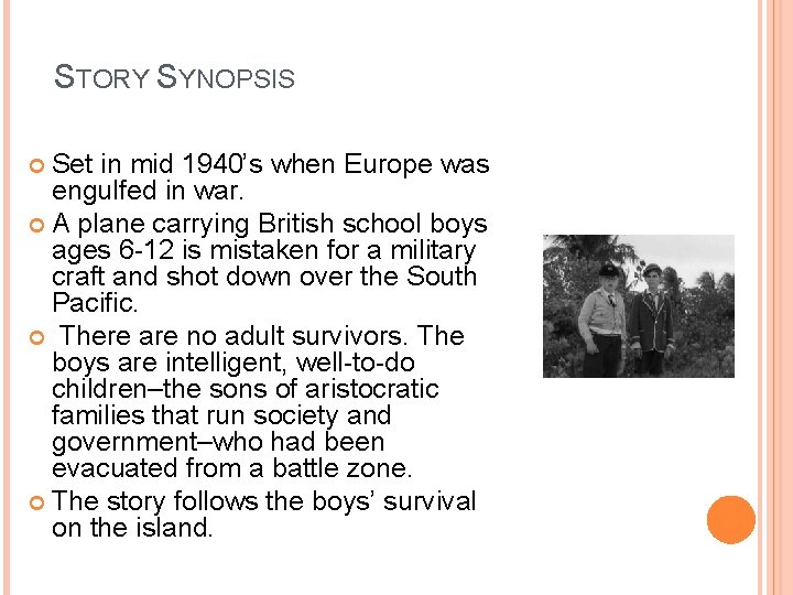 STORY SYNOPSIS Set in mid 1940’s when Europe was engulfed in war. A plane