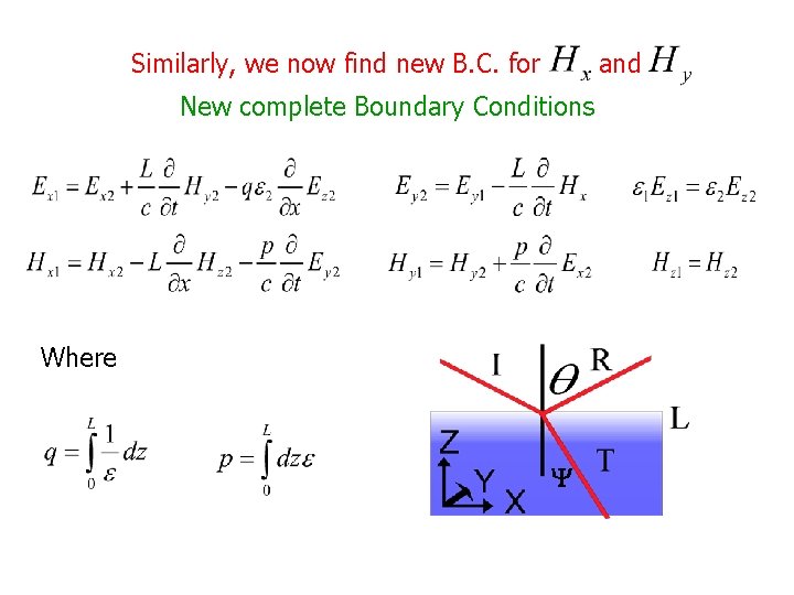 Similarly, we now find new B. C. for and New complete Boundary Conditions Where