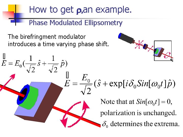How to get r, an example. Phase Modulated Ellipsometry The birefringment modulator introduces a