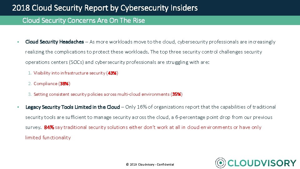  2018 Cloud Security Report by Cybersecurity Insiders Cloud Security Concerns Are On The