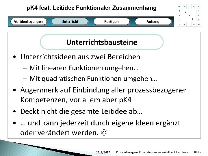 p. K 4 feat. Leitidee Funktionaler Zusammenhang Vorüberlegungen Unterricht Festigen Anhang Unterrichtsbausteine • Unterrichtsideen