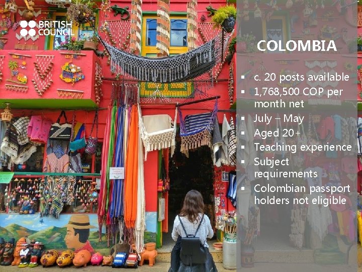 COLOMBIA § c. 20 posts available § 1, 768, 500 COP per month net