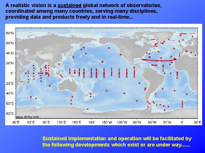 A realistic vision is a sustained global network of observatories, coordinated among many countries,