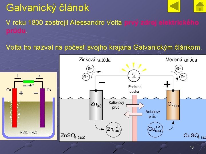 Galvanický článok V roku 1800 zostrojil Alessandro Volta prvý zdroj elektrického prúdu. Volta ho