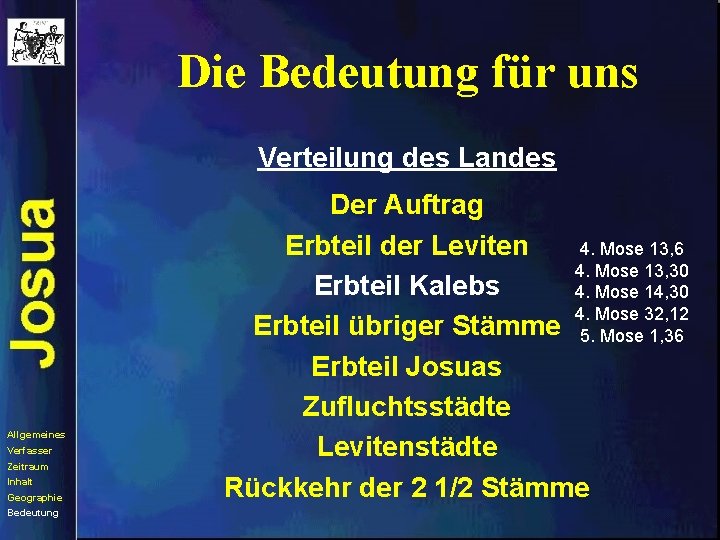 Die Bedeutung für uns Verteilung des Landes Allgemeines Verfasser Zeitraum Inhalt Geographie Bedeutung Der