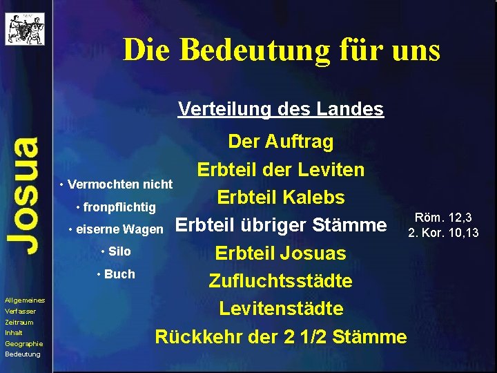 Die Bedeutung für uns Verteilung des Landes Allgemeines Verfasser Zeitraum Inhalt Geographie Bedeutung Der