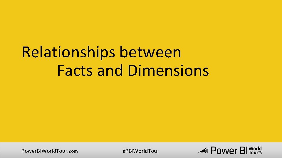 Relationships between Facts and Dimensions Power. BIWorld. Tour. com #PBIWorld. Tour 