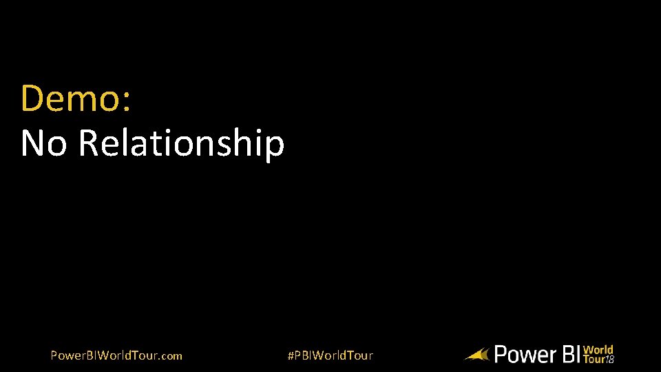 Demo: No Relationship Power. BIWorld. Tour. com #PBIWorld. Tour 