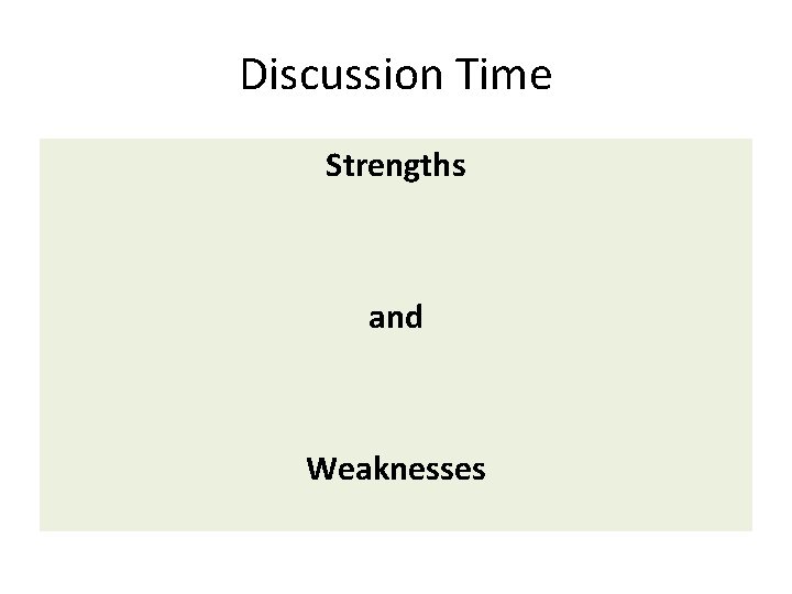 Discussion Time Strengths and Weaknesses 