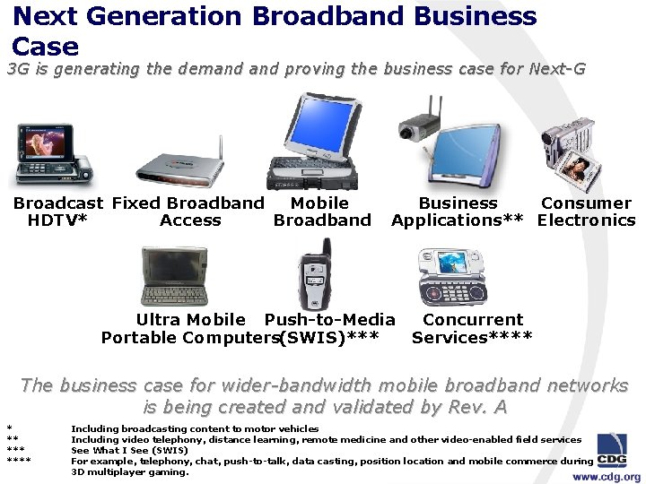 Next Generation Broadband Business Case 3 G is generating the demand proving the business