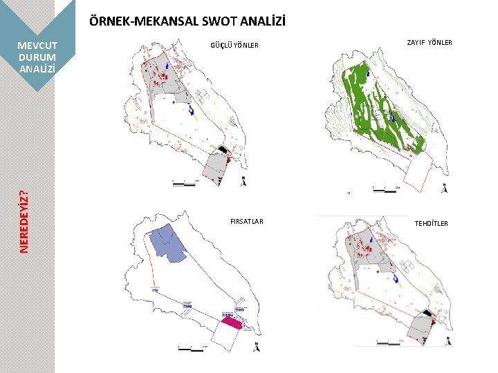 ÖRNEK-MEKANSAL SWOT ANALİZİ MEVCUT DURUM ANALİZİ GÜÇLÜ YÖNLER ZAYIF YÖNLER NEREDEYİZ? FIRSATLAR TEHDİTLER 