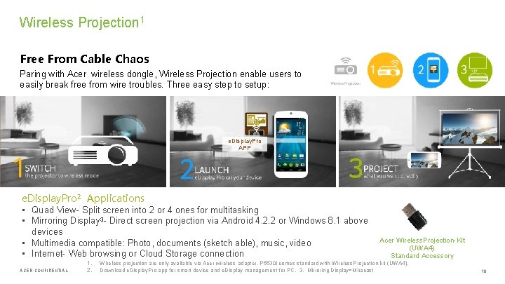 Wireless Projection 1 Free From Cable Chaos Paring with Acer wireless dongle, Wireless Projection