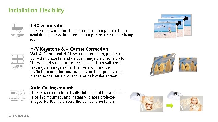 Installation Flexibility 1. 3 X 1. 2 X 1. 3 X zoom ratio benefits