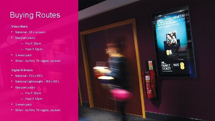 Buying Routes Video Walls • National - 58 x screens • Day-part packs –