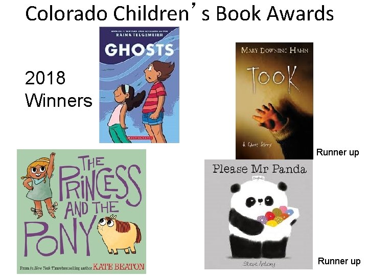 Colorado Children’s Book Awards 2018 Winners Runner up 