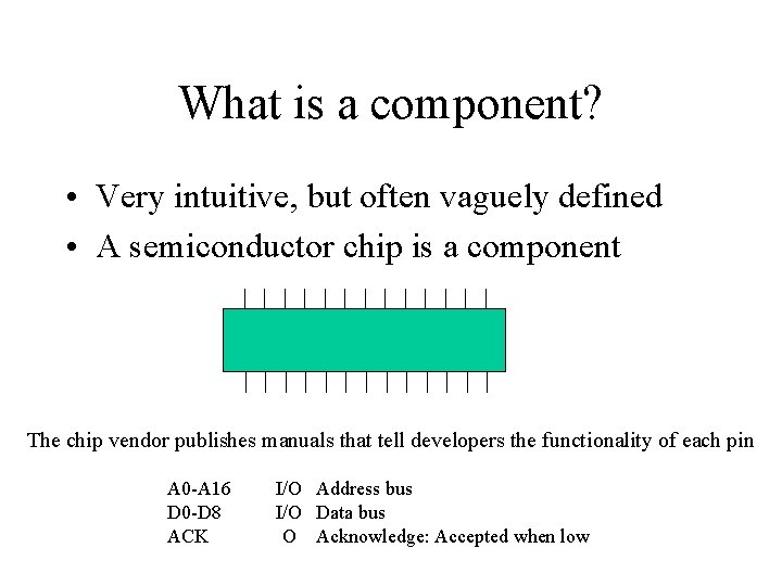 What is a component? • Very intuitive, but often vaguely defined • A semiconductor