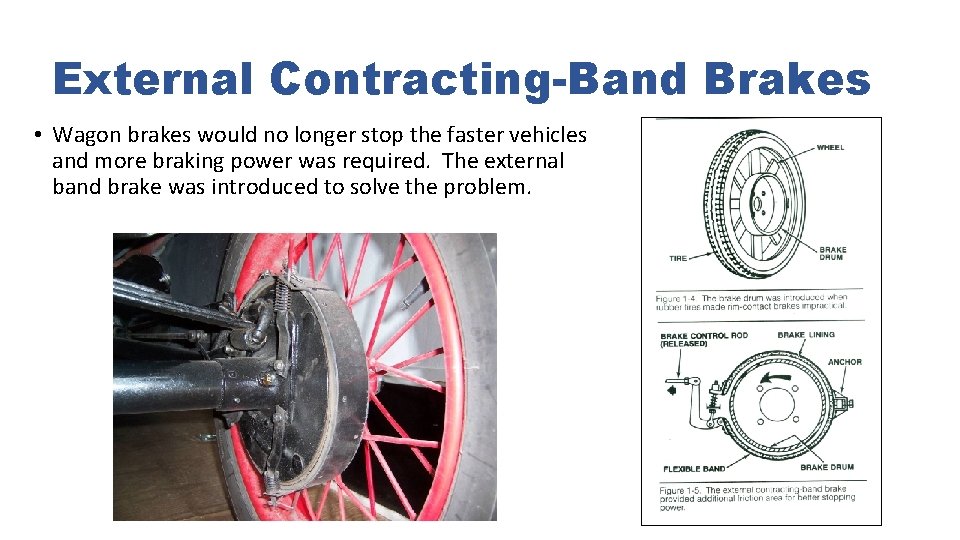 External Contracting-Band Brakes • Wagon brakes would no longer stop the faster vehicles and