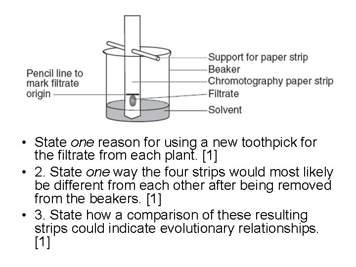  • State one reason for using a new toothpick for the filtrate from