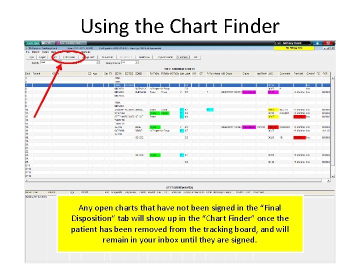 Using the Chart Finder Any open charts that have not been signed in the