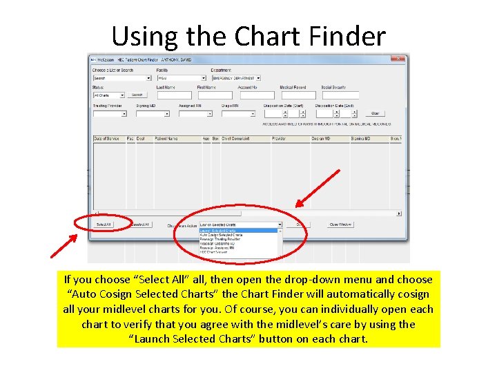 Using the Chart Finder If you choose “Select All” all, then open the drop-down