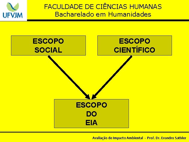 FACULDADE DE CIÊNCIAS HUMANAS Bacharelado em Humanidades ESCOPO SOCIAL ESCOPO CIENTÍFICO ESCOPO DO EIA