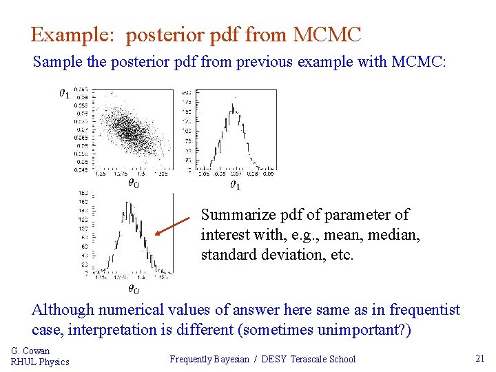 Example: posterior pdf from MCMC Sample the posterior pdf from previous example with MCMC: