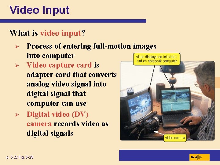 Video Input What is video input? Ø Ø Ø Process of entering full-motion images