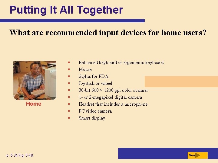 Putting It All Together What are recommended input devices for home users? Home p.