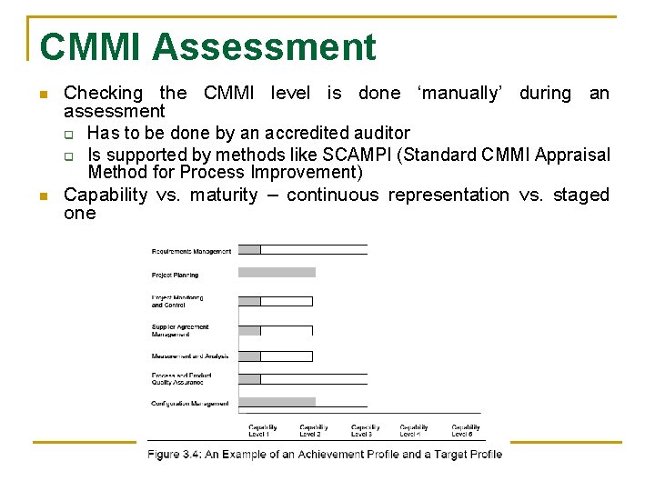 CMMI Assessment n n Checking the CMMI level is done ‘manually’ during an assessment