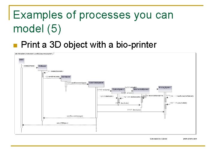 Examples of processes you can model (5) n Print a 3 D object with