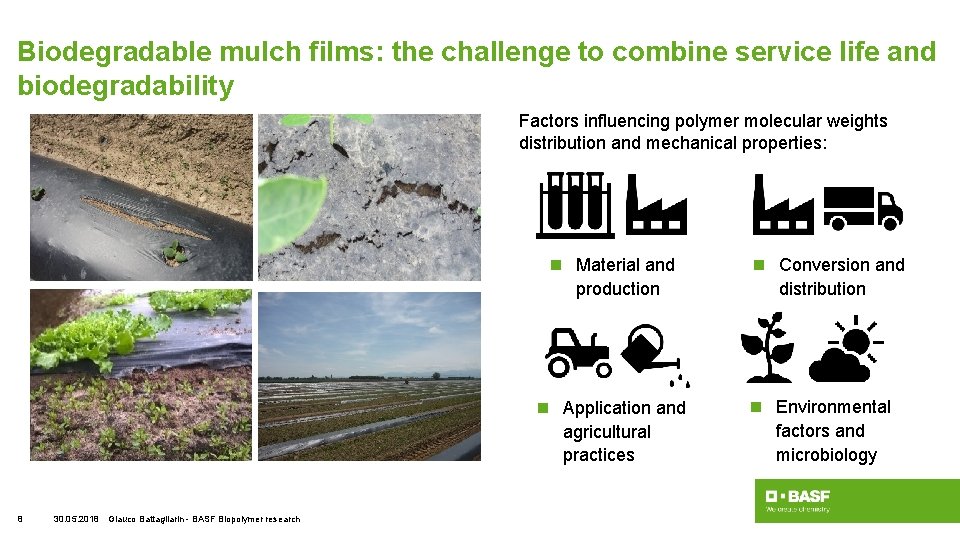 Biodegradable mulch films: the challenge to combine service life and biodegradability Factors influencing polymer