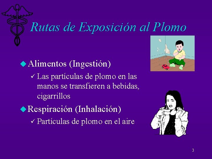 Rutas de Exposición al Plomo u Alimentos (Ingestión) ü Las partículas de plomo en