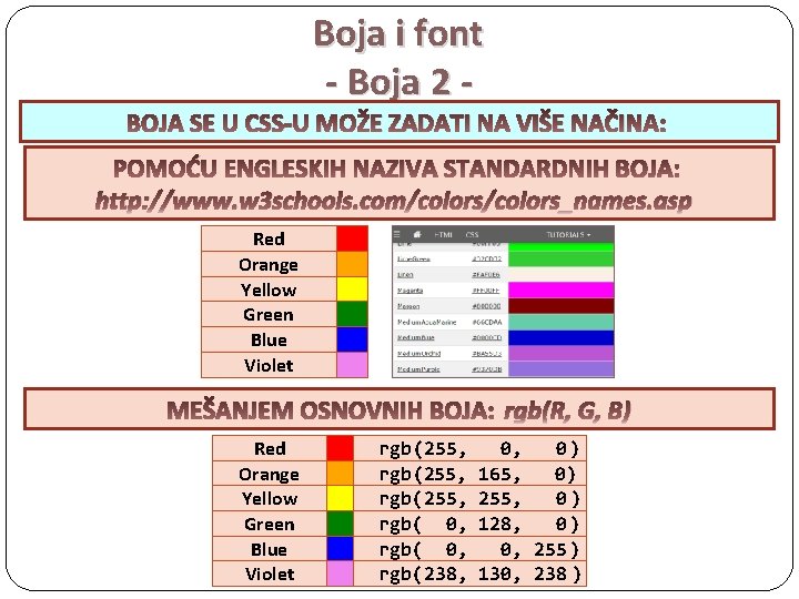 Boja i font - Boja 2 - BOJA SE U CSS-U MOŽE ZADATI NA