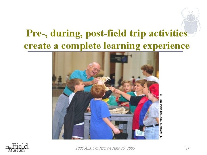 Pre-, during, post-field trip activities create a complete learning experience © The Field Museum,