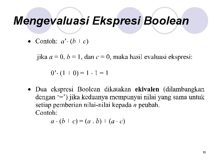 Mengevaluasi Ekspresi Boolean 10 